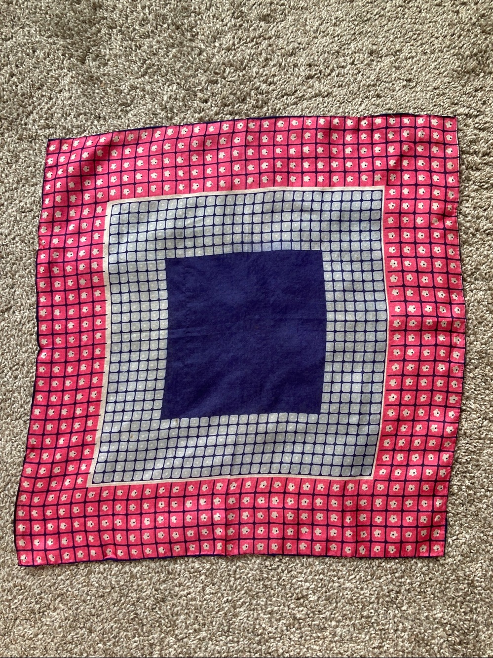 Vintage MCM Carol Stanley Silk Scarf Made in Japan 50s 60s Square Neckerchief - Picture 3 of 8